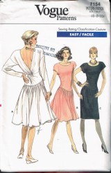 7154 VOGUE PULLOVER DROP WAIST BK TWIST DRAPE STRT - FLARE KNIT DRESS PATTERN 6-10 UNCUT